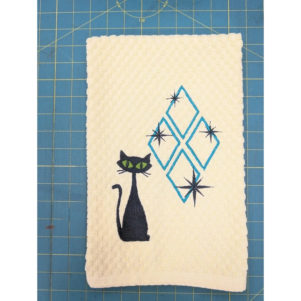 Mid Mod Cat Retro Mid Century Modern Atomic Kitchen Bath Hand Bar Towel